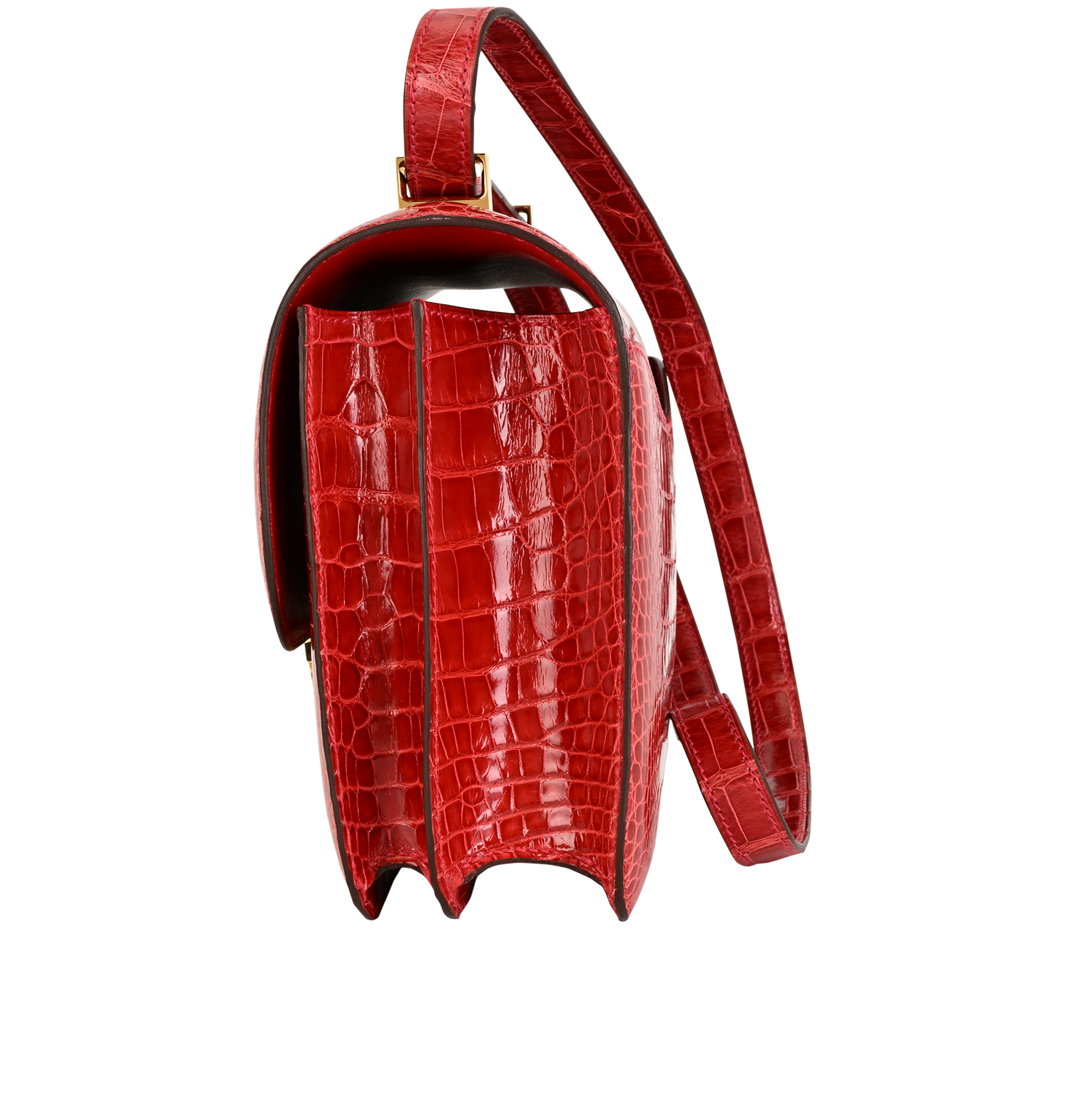Constance 24 In Alligator Rouge H, &pound;17,000, Handbags, Red, Alligator, Bottom view